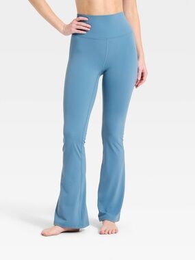 Blue Flare Yoga Pants Size S High Waisted Stretch Leggings NWOT